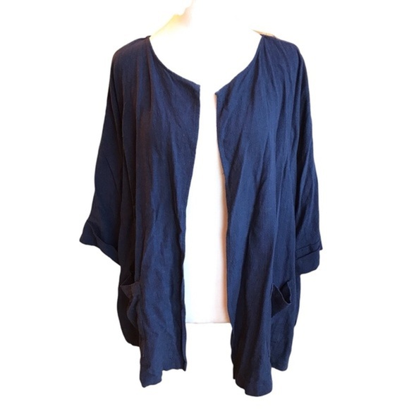 P. Cill Oversized Cape Cardigan Navy Open Front Pockets no size - Picture 1 of 10